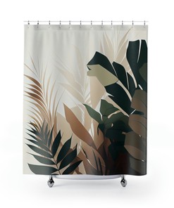 Elegant Palm Leaf Shower Curtain For A Luxurious Bathroom Decor, Chic Bathroom Accessories