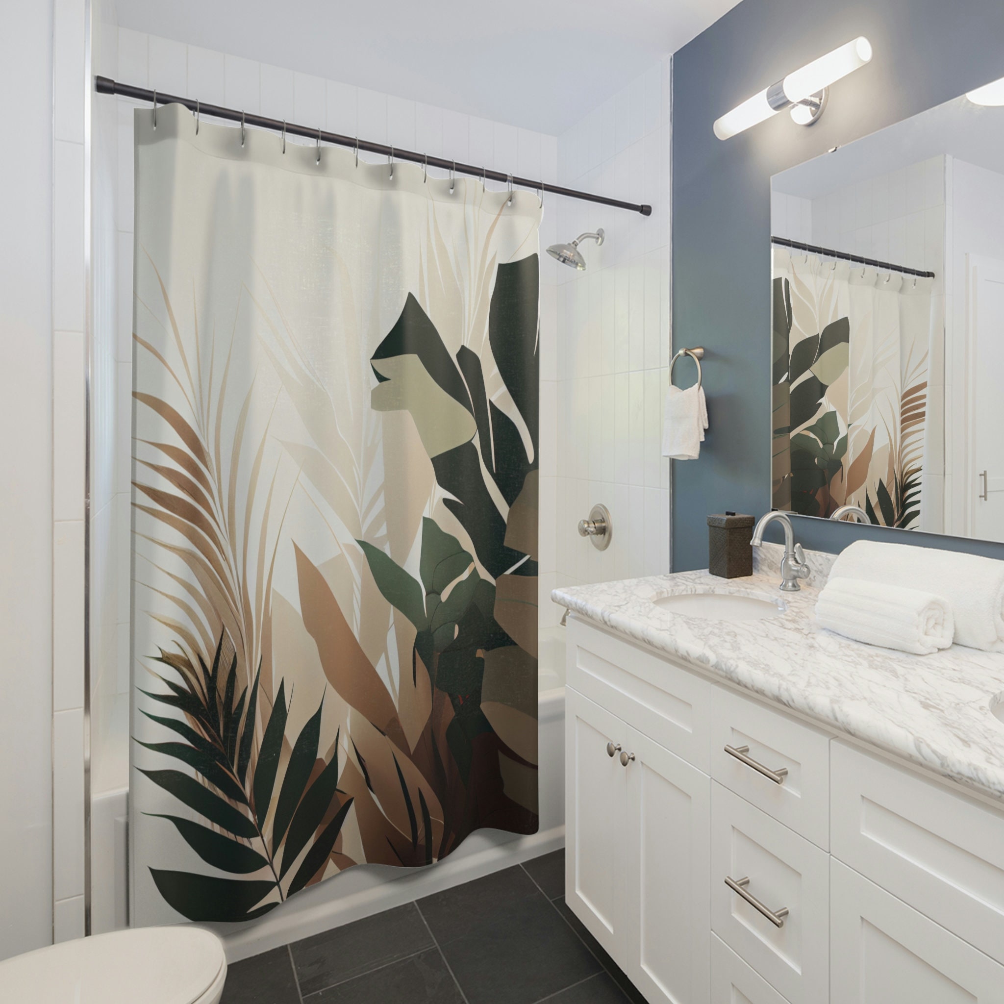 Elegant Palm Leaf Shower Curtain For A Luxurious Bathroom Decor, Chic Bathroom Accessories - Image 2