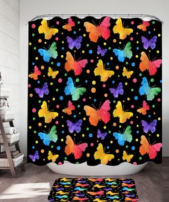 Elegant Pastel Butterflies Pattern Shower Curtain for a Soft and Pretty Bathroom Decor