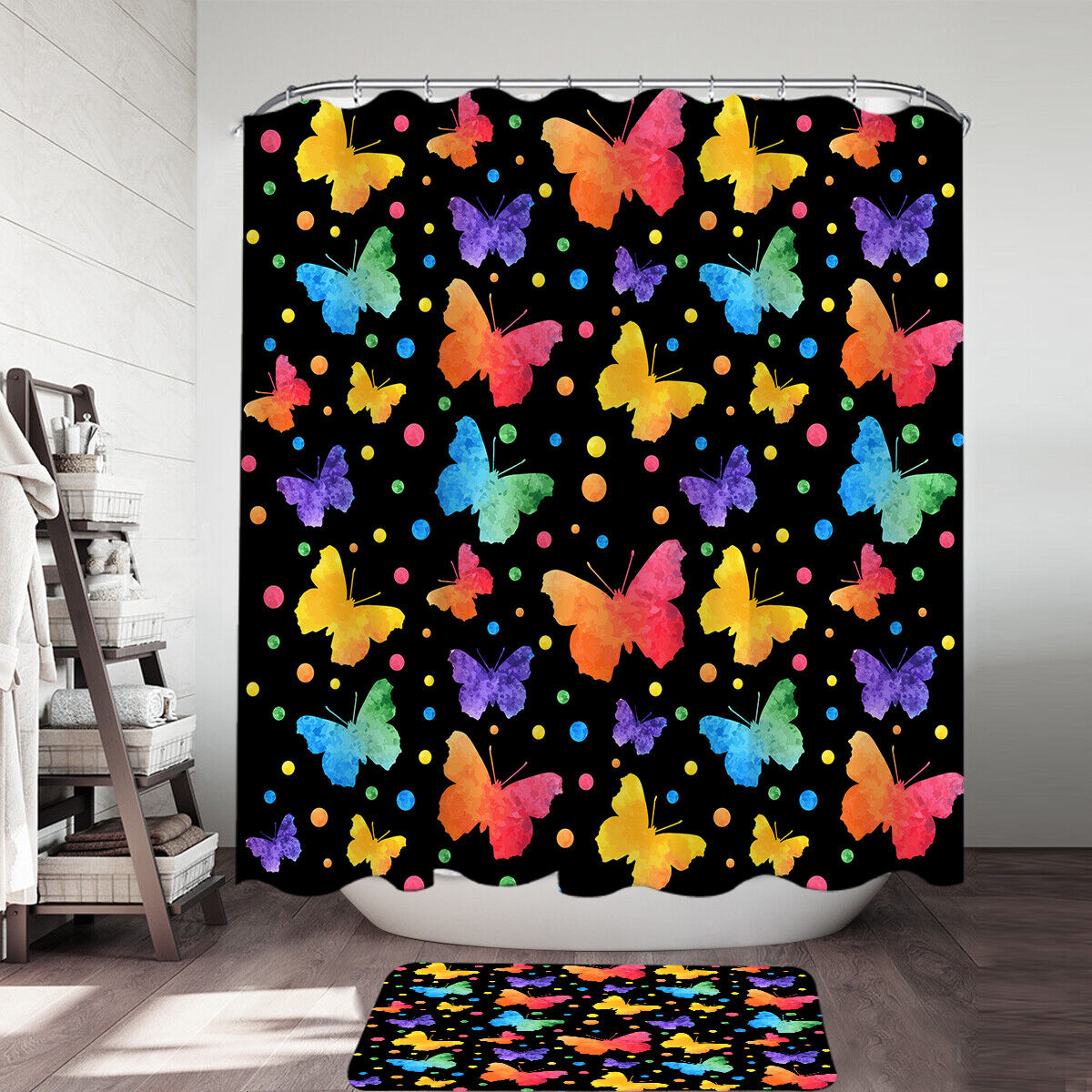 Elegant Pastel Butterflies Pattern Shower Curtain for a Soft and Pretty Bathroom Decor