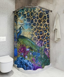 Elegant Peacock Feather Shower Curtain - Colorful Bathroom Decor