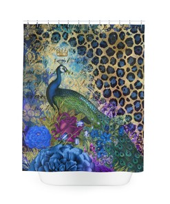 Elegant Peacock Feather Shower Curtain - Colorful Bathroom Decor