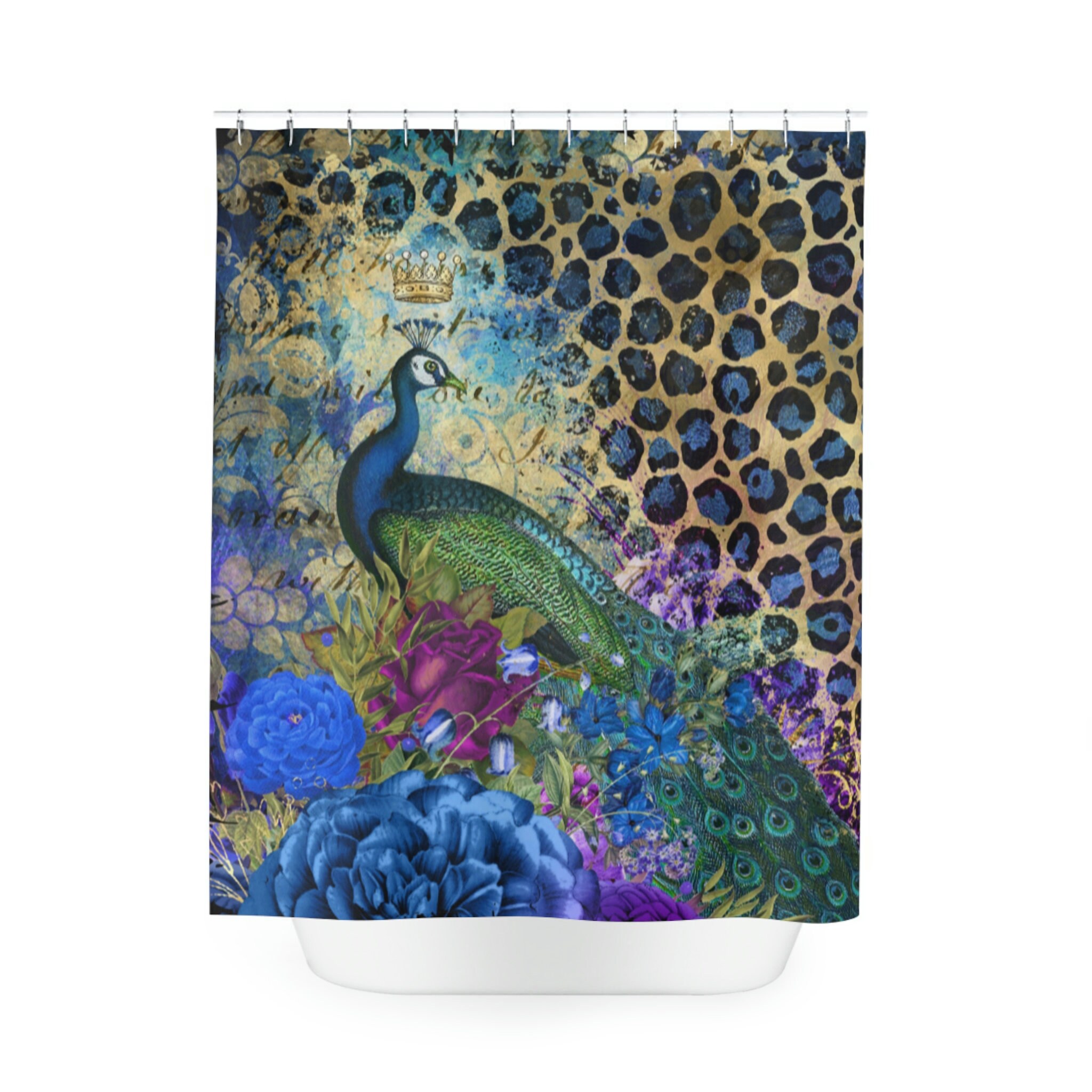 Elegant Peacock Feather Shower Curtain - Colorful Bathroom Decor