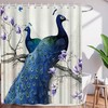 Elegant Peacock Print Magnolia Flower Shower Curtain For Your Bathroom
