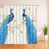 Elegant Peacock Shower Curtain with Retro Asian Floral Bird and Spring Plant Branch for Vintage Bathroom 