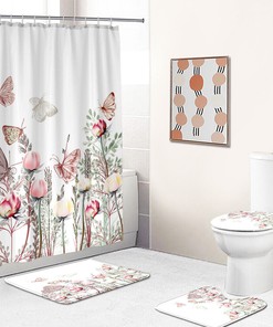 Elegant Pink Butterfly Flower Shower Curtain For Chic Bathroom Decor