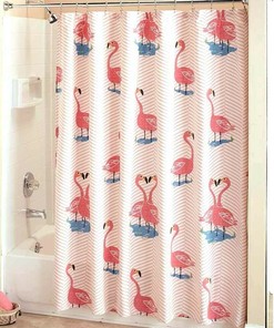 Elegant Pink Flamingo Stripes Shower Curtain for a Chic Bathroom