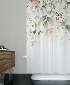 Elegant Pink Hummingbird Flower Shower Curtain - Botanical Bathroom Decor, Floral Border Print, Perfect Accessory