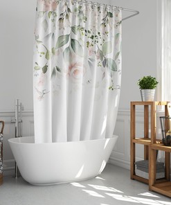 Elegant Pink Hummingbird Flower Shower Curtain - Botanical Bathroom Decor, Floral Border Print, Perfect Accessory