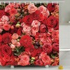 Elegant Pink and Red Rose Flower Fabric Shower Curtain Floral Bathroom Decor