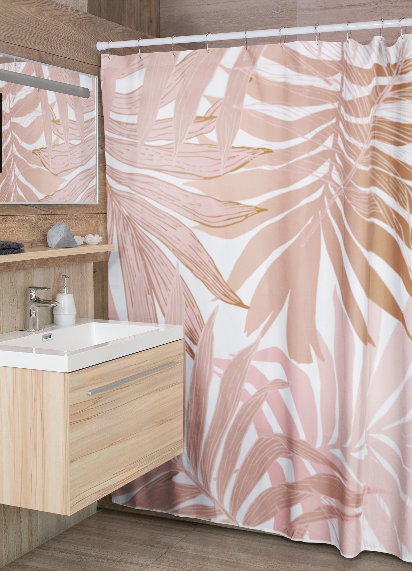 Elegant Pink and White Flamingo Shower Curtain for Delicate and Subtle Design
