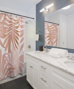 Elegant Pink and White Flamingo Shower Curtain for Delicate and Subtle Design