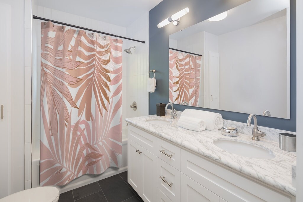 Elegant Pink and White Flamingo Shower Curtain for Delicate and Subtle Design