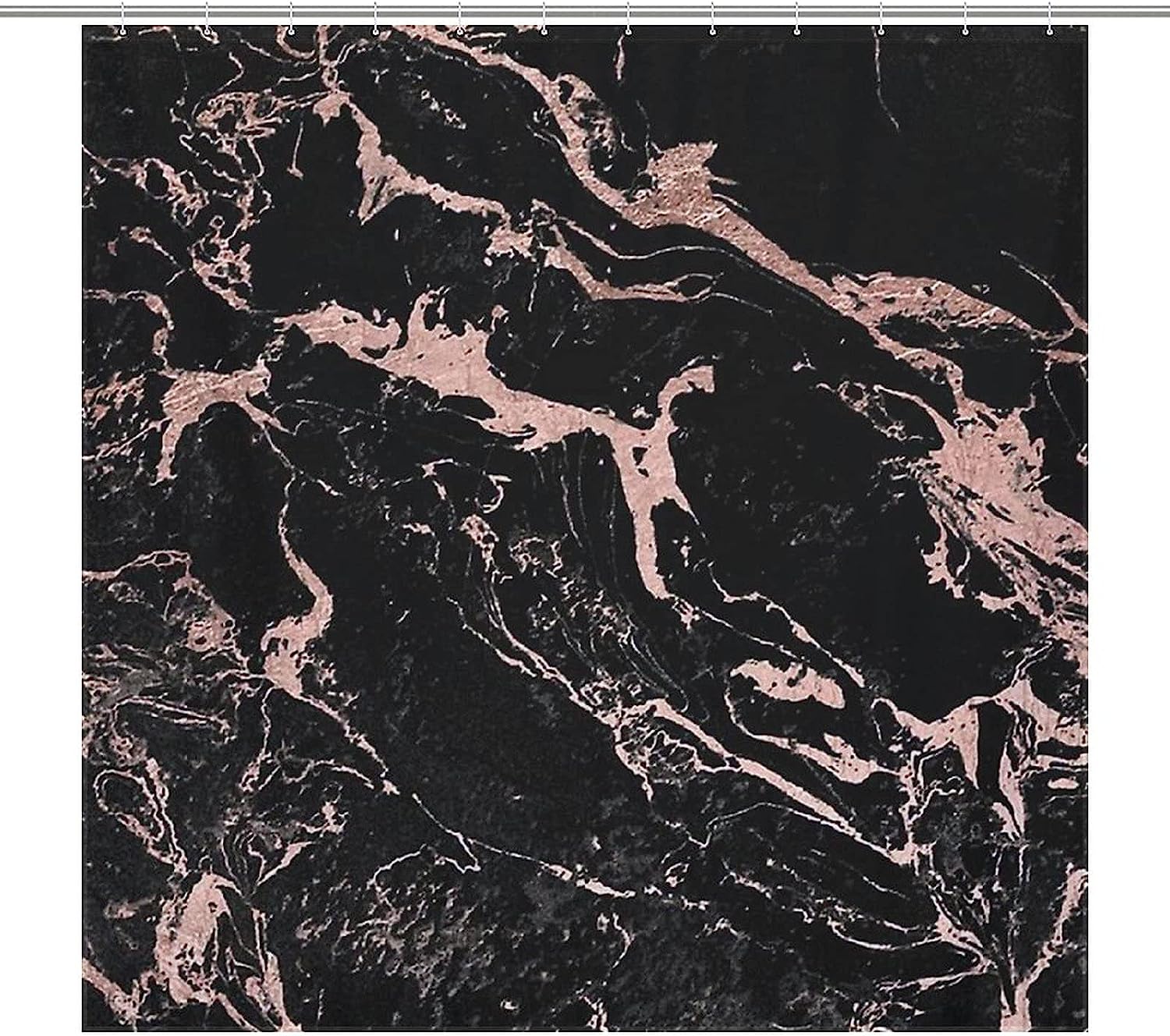 Elegant Rose Gold Black Marble Fabric Shower Curtain for Home or Office