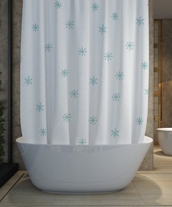 Elegant Snowflake Winter Blue Shower Curtain For Holiday Bathroom Decor