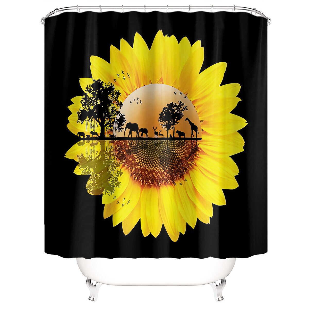 Elegant Sunflower Bathroom Shower Curtain for Home Decor