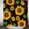 Elegant Sunflower Design Fabric Shower Curtain with A Yellow Flower Floral Print for A Classic Look