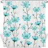 Elegant Teal Floral Shower Curtain For Spring Bathroom Decor