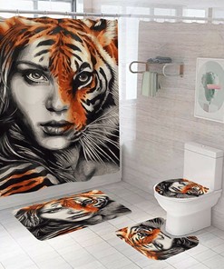 Elegant Tiger Woman Shower Curtain for Feminine Bathroom Decor