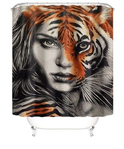 Elegant Tiger Woman Shower Curtain for Feminine Bathroom Decor
