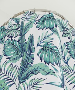 Elegant Tropical Leaf Pattern Shower Curtain for a Sophisticated Bathroom Decor