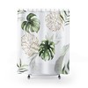 Elegant Tropical Leaf Shower Curtain - Botanical Floral Bathroom Decor, Green And Beige Print, Modern Design