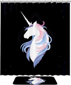 Elegant Unicorn Purple Rhombus Shower Curtain For Waterproof Bathroom Decor