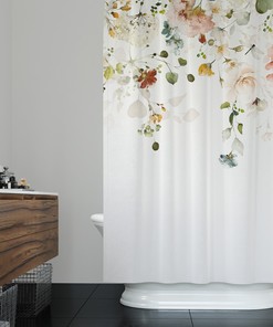 Elegant Vine Flowers Shower Curtain - Watercolor Design With Beautiful Flowers And Vine