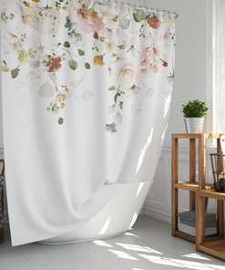 Elegant Vine Flowers Shower Curtain - Watercolor Design With Beautiful Flowers And Vine