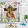 Elegant Watercolor Cow and Cactus Rustic Wood Plank Shower Curtain for Your Chic Bathroom