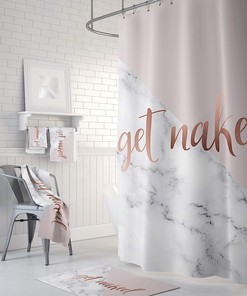 Elegant White Marble Get Naked Kiss Cervical Shower Curtain