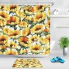 Elegant White Yellow Sunflower Vintage Bathroom Shower Curtain, Rustic Farmhouse Decor, Waterproof Fabric 