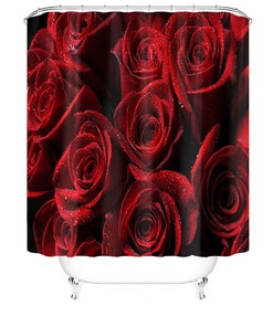 Elegant White and Red Rose Shower Curtain for Any Bathroom