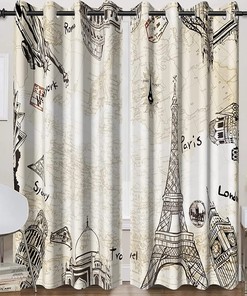 Elegant World Architecture Themed Blackout Window Curtains For Your Home
