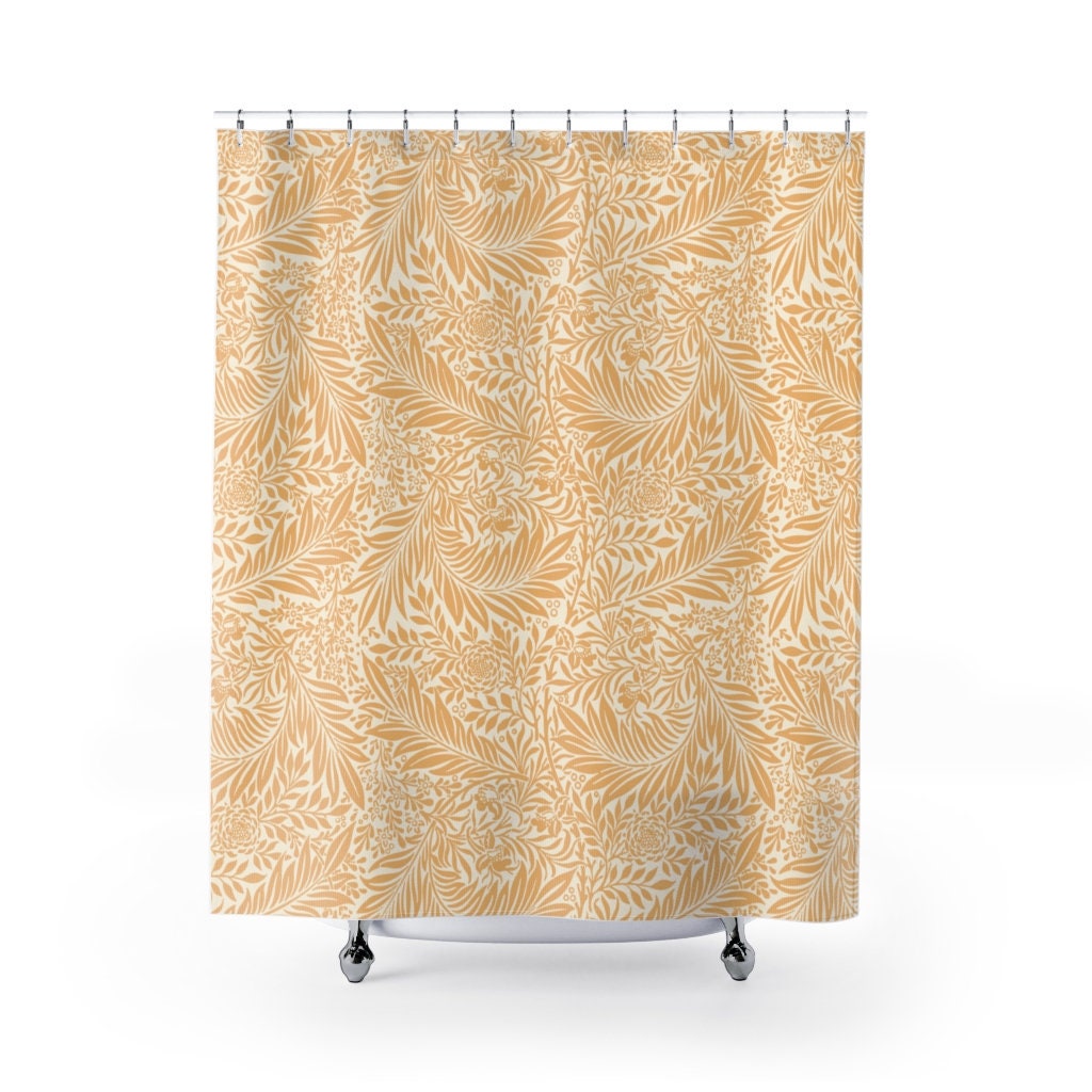 Elegant Yellow William Morris Decor Shower Curtain for Art Nouveau Bathroom Decor