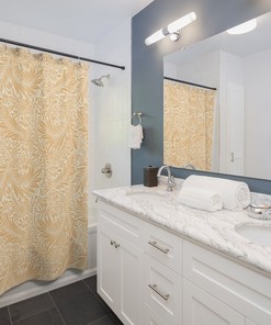 Elegant Yellow William Morris Decor Shower Curtain for Art Nouveau Bathroom Decor
