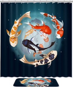 Elegant Yin Yang Koi Fish Shower Curtain, Perfect for Relaxing Bathroom Decor