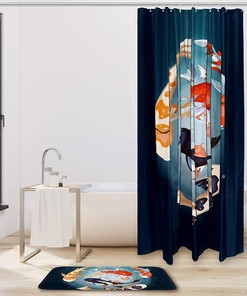 Elegant Yin Yang Koi Fish Shower Curtain, Perfect for Relaxing Bathroom Decor