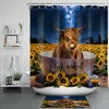 Elegant and Lovely Wild Animal Cow Shower Curtain with Sunflower and Starry Sky Design for Unique Bathroom Decor
