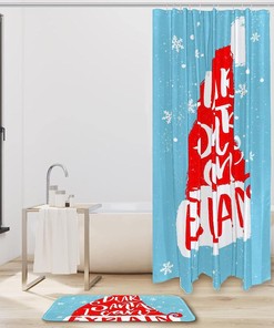 Elegant and Nostalgic Winter Christmas Hat Snowflake Waterproof Shower Curtain for Your Bathroom Decor