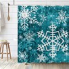 Elegant and Understated Merry Christmas Snowflake Shower Curtain in Teal for Delicate Bathroom Decor