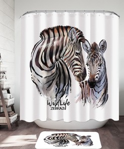 Elegant and Unique Wildlife Art Shower Curtain with Zebra Print - Perfect for Adding a Wild Touch to Your Bathroom. 