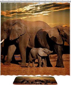 Elephant Africa Shower Curtain For Safari-Inspired Bathroom Decor