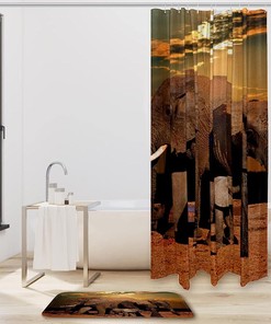 Elephant Africa Shower Curtain For Safari-Inspired Bathroom Decor