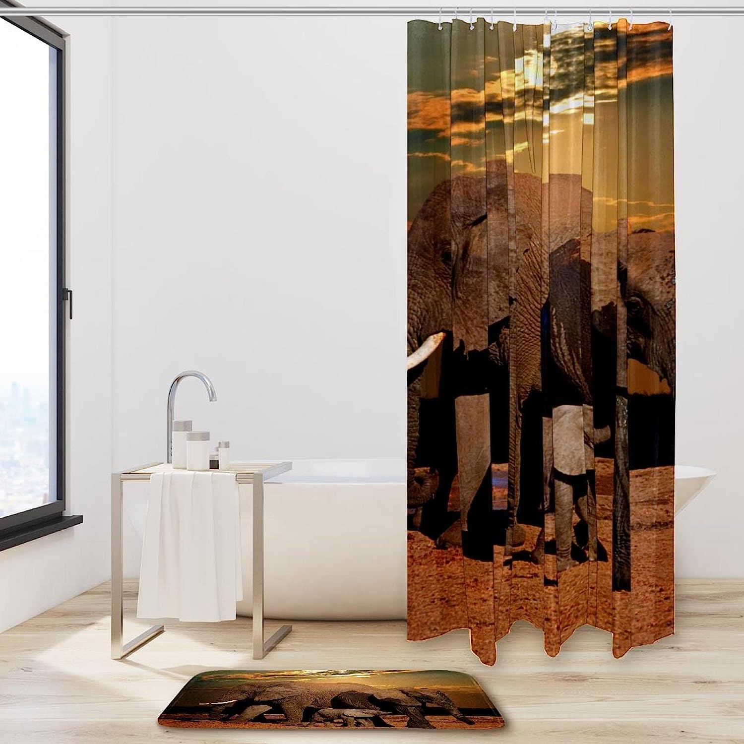 Elephant Africa Shower Curtain For Safari-Inspired Bathroom Decor