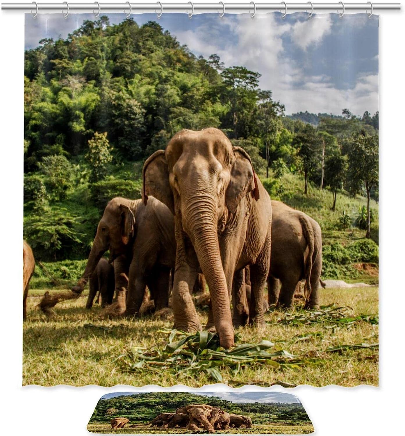 Elephant Africa Waterproof Shower Curtain For Adventure Bathroom Decor
