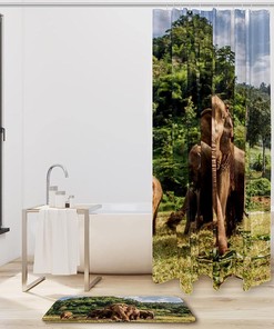 Elephant Africa Waterproof Shower Curtain For Adventure Bathroom Decor