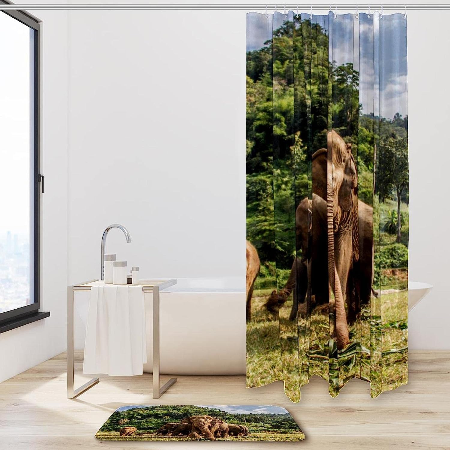 Elephant Africa Waterproof Shower Curtain For Adventure Bathroom Decor