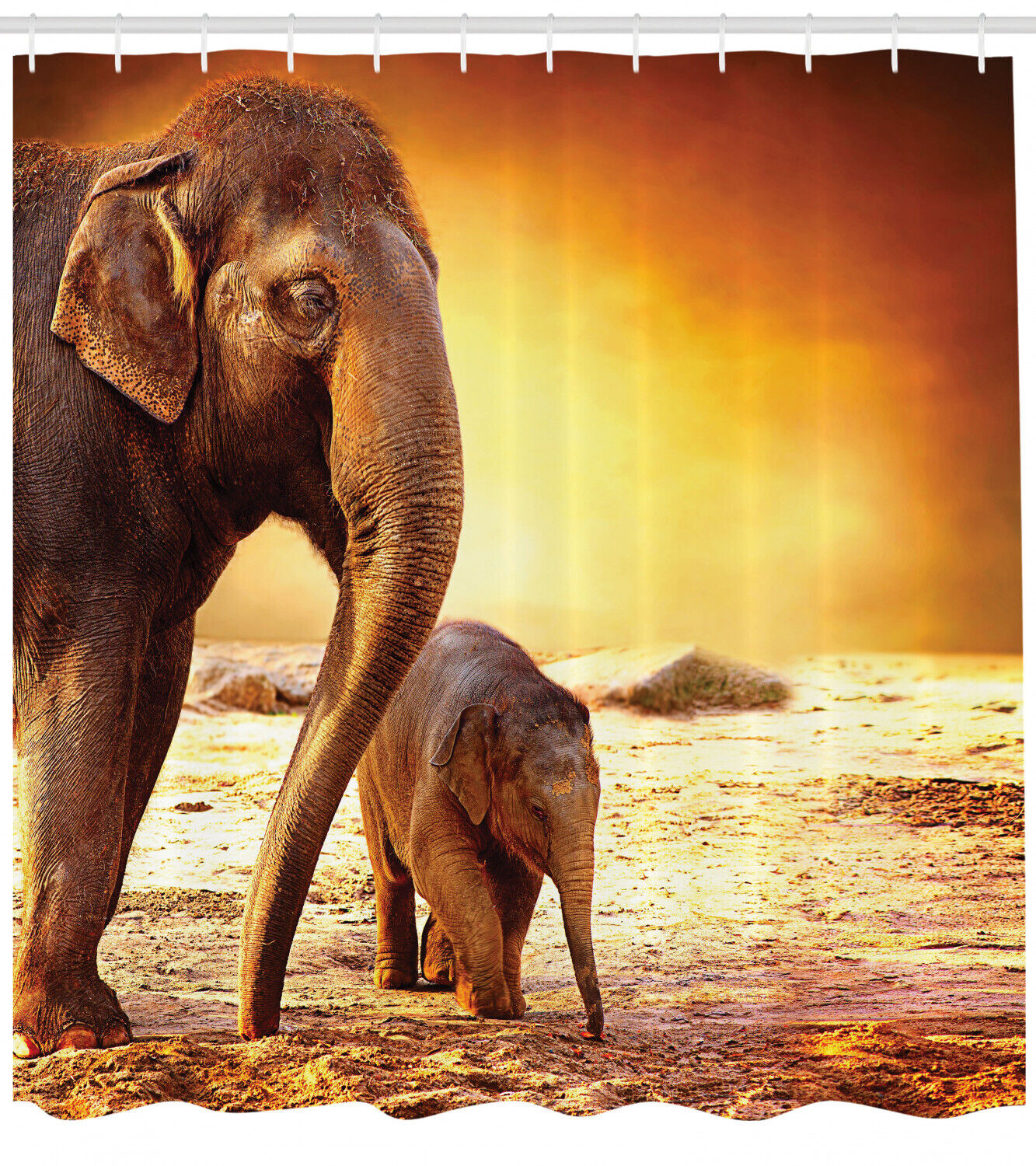 Elephant Art Print Shower Curtain For Ethnic Bathroom Decor - Image 2