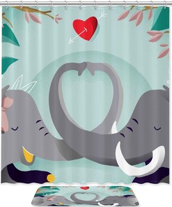 Elephant Background Waterproof Shower Curtain For Contemporary Bathroom Decor